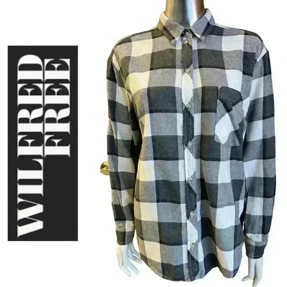 Wilfred Free Aritzia Flannel Shirt Buffalo Plaid Button Down Top Extra Small - Picture 1 of 8